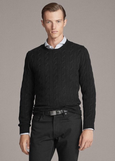 Ralph Lauren Cable-Knit Cashmere Striktrøje Herre Danmark (KMVJZ3569)